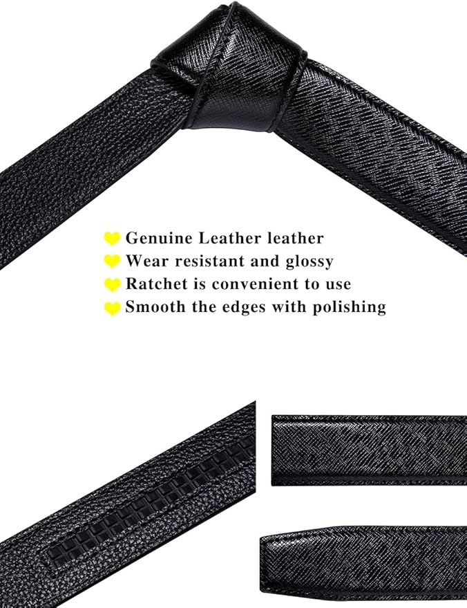 Dubulle Men's Ratchet Belt Gold/Black/Red/Green/Blue/White Automatic Buckle Business Casual Belt Gift - Adjustable Fit
