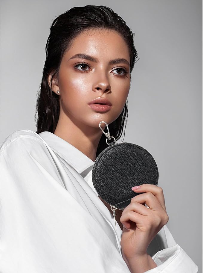 FALAN MULE Coin Purse Small Leather Pouch Wallet Round Zipper Change Pouch for Women