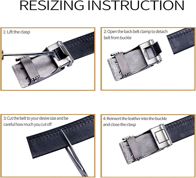 Barry.Wang Mens Belts Leather Ratchet Automatic Buckle Slide Click 1 3/8" Designer Dress Fashion Classic Casual Work Business
