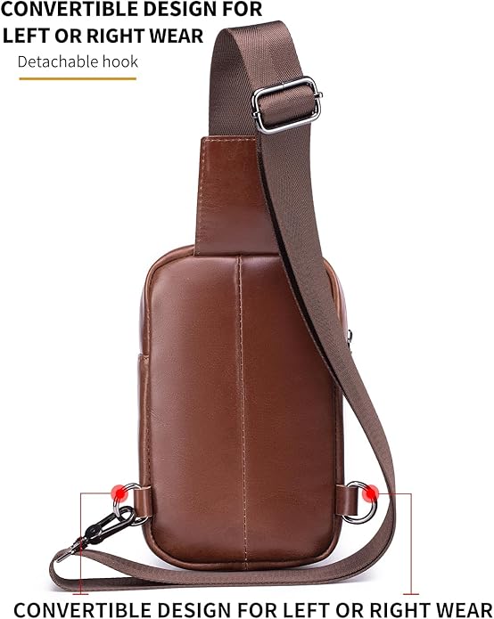 Rainbow Horse - Genuine Leather Mini Sling Bag, Small Chest Bag for Men, Suitable for Outdoor Travel and Daily Commuting