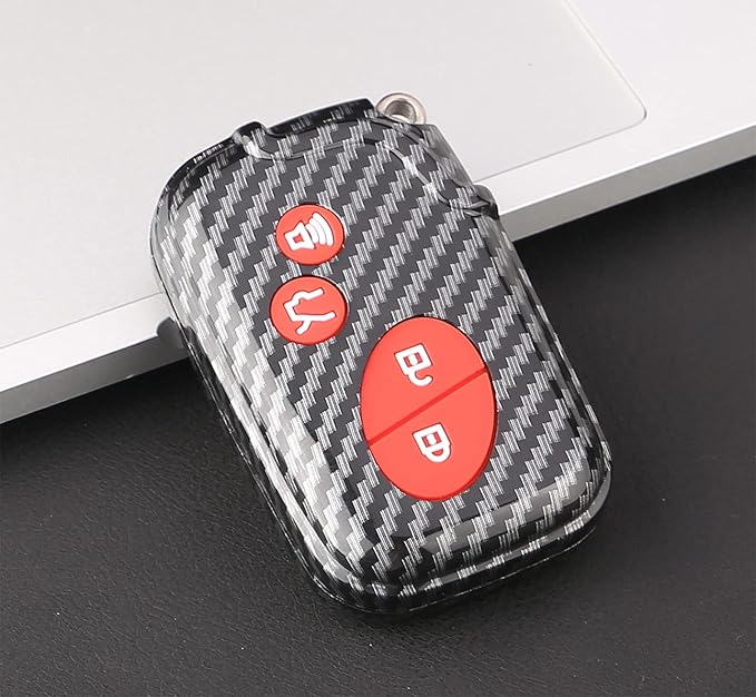 Key Fob Cover Case Fit for 2005-2018 Lexus ES350 GS300 GS350 GS430 GS450h ISC IS250 IS350 LS460 LS600h Keyless Entry Remote Case Holder ABS Carbon Fiber Pattern (Red)
