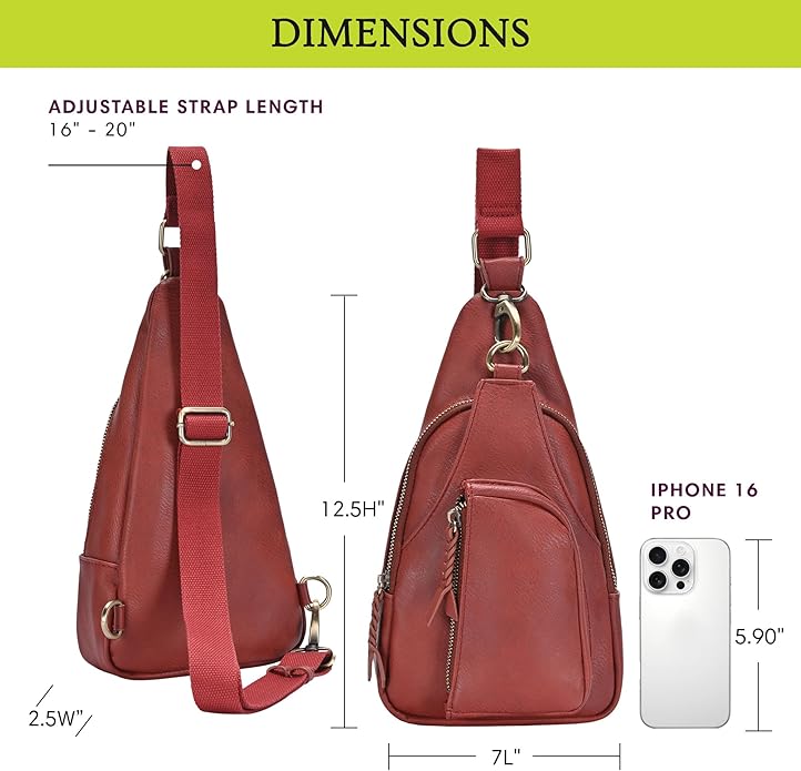 MMS Brands Antik Kraft Tasha Crossbody Sling | Vegan Leather Crossbody Bag for Women with 16-20" Strap | Sling Bags for Women