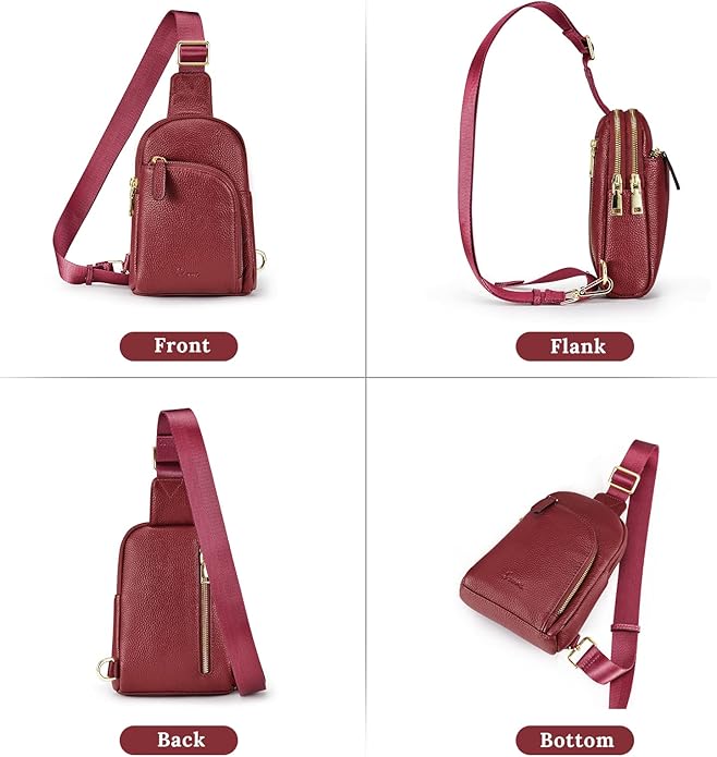S-ZONE Genuine Leather RFID Blocking Small Sling Bag Women Crossbody Fanny Packs