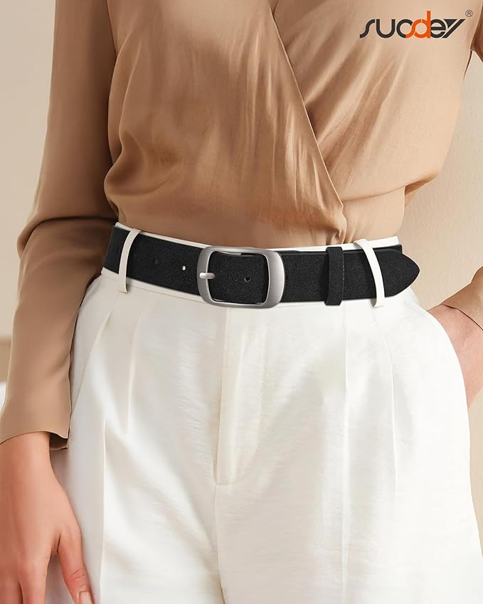 SUOSDEY Women Belts For Jeans Dresses Pants Ladies Leather Waist Belt with Elegant Buckle, Width 1.3"