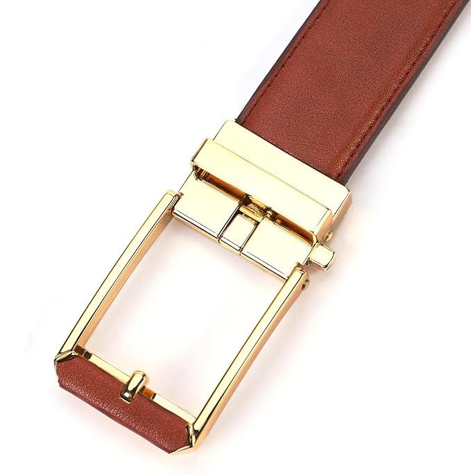 Mens Belt Leather Ratchet Belt For Men Dress and Casual with Adjustable Buckle, Trim to Fit