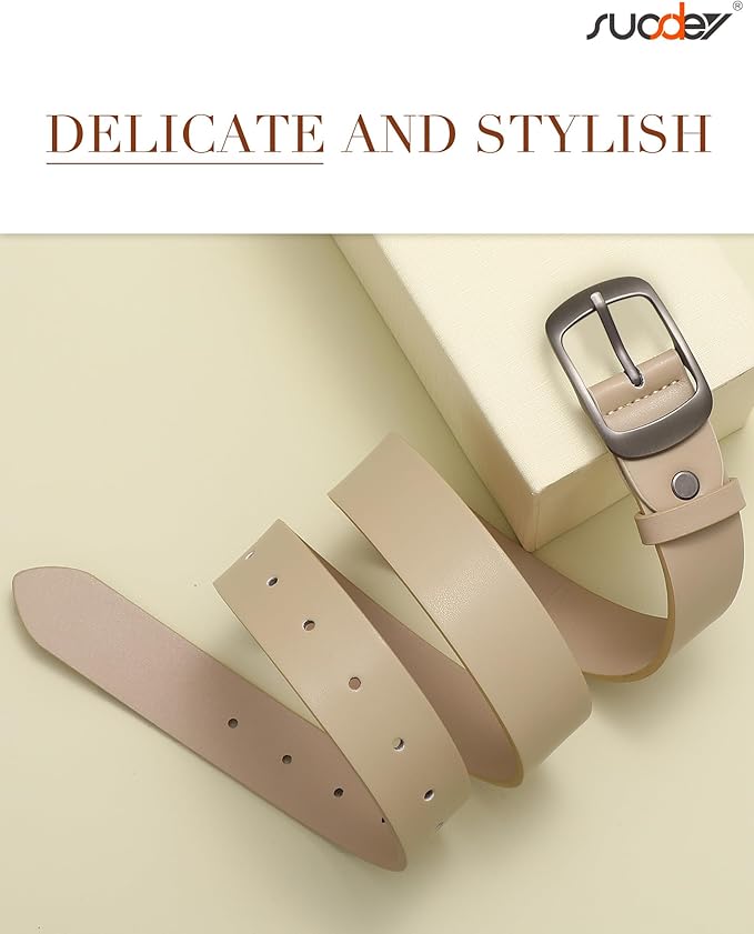 SUOSDEY Women Belts For Jeans Dresses Pants Ladies Leather Waist Belt with Elegant Buckle, Width 1.3"