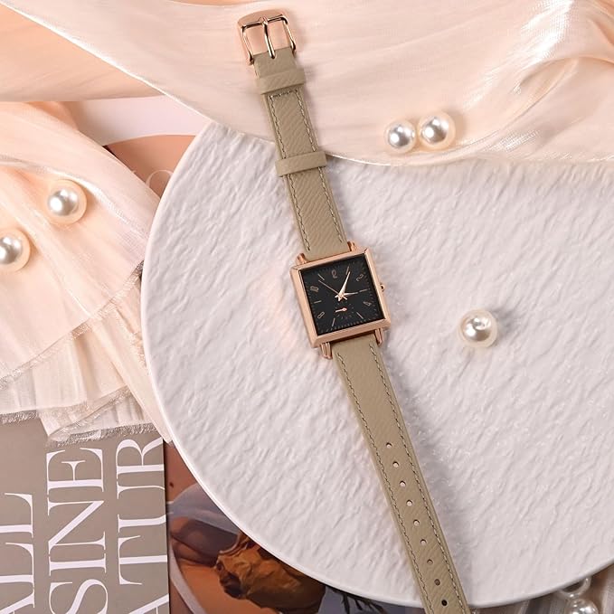 WOCCI 12mm Grace Watch Band for Ladies, Top Grain Leather, Quick Release Replacement Strap with Silver Buckle (Tea)