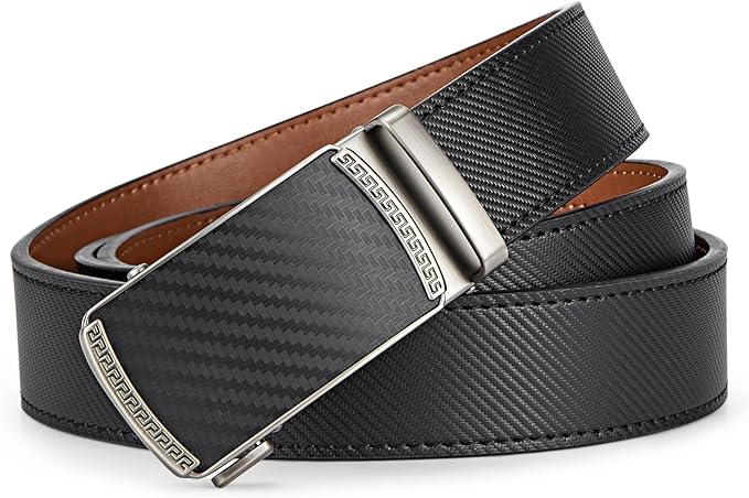 BOSTANTEN Mens Belt Leather Ratchet Belt For Men Dress and Casual with Adjustable Buckle, Trim to Fit