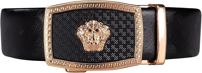 Dubulle Men's Ratchet Belt Gold/Black/Red/Green/Blue/White Automatic Buckle Business Casual Belt Gift - Adjustable Fit