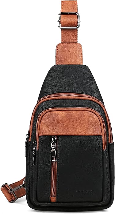 MASINTOR Sling Bag for Women - Crossbody Bags Fanny Pack with Vegan Leather - Adjustable Sling Backack for Travel