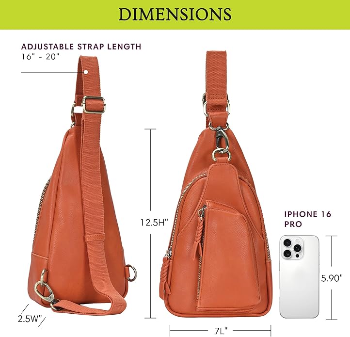 MMS Brands Antik Kraft Tasha Crossbody Sling | Vegan Leather Crossbody Bag for Women with 16-20" Strap | Sling Bags for Women