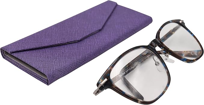 Real Sic Glasses Case for Men and Women - Magnetic Folding Hard Shell Sunglass Holder - Inspired by Solid Color
