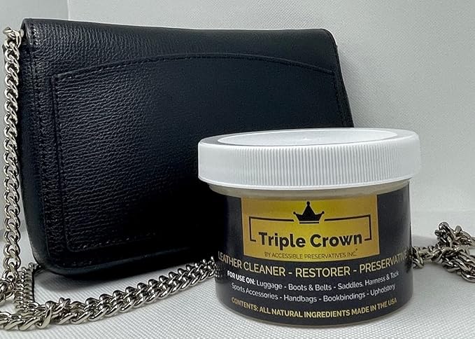 Triple Crown Leather Preservative & Restorer (8 oz.); 80 Year Old Fredelka Formula Hand-Poured by Accessible Preservatives; For Use on Boots, Bags, Books & More. Made in the U.S.A