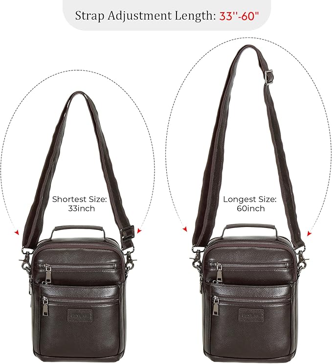 Polare Italian Full Grain Leather Messenger Bag Vintage Chest Shoulder Crossbody Bag Casual Sling Business Handbag for Men
