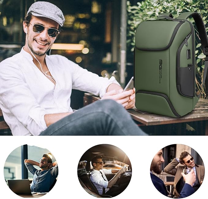 BANGE Business Laptop Smart backpack Can Hold 15.6 Inch Laptop Commute Backpack Carry on bag for men and women (Green)