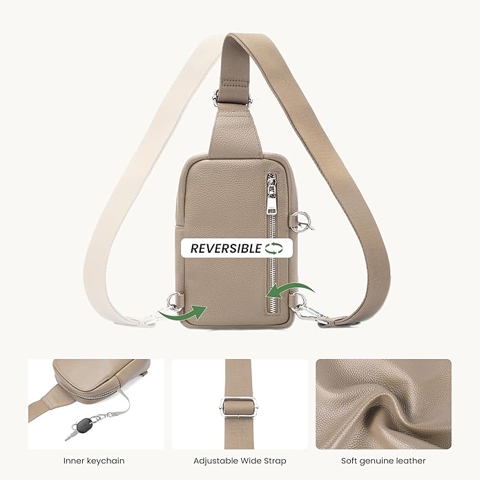 befen Genuine Leather Anti Theft Small Crossbody Bags for Women, RFID Cross Body Sling Chest Bags Fanny Packs Travel Purse