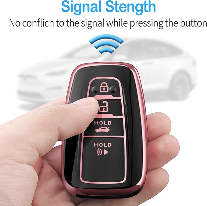Tukellen for Toyota Key Fob Cover with Keychain,Special Soft TPU Key Case Protector for 2019-2025 RAV4 2020-2022 Highlander Corolla Prius,2018-2024 Camry Avalon C-HR GT86-Pink