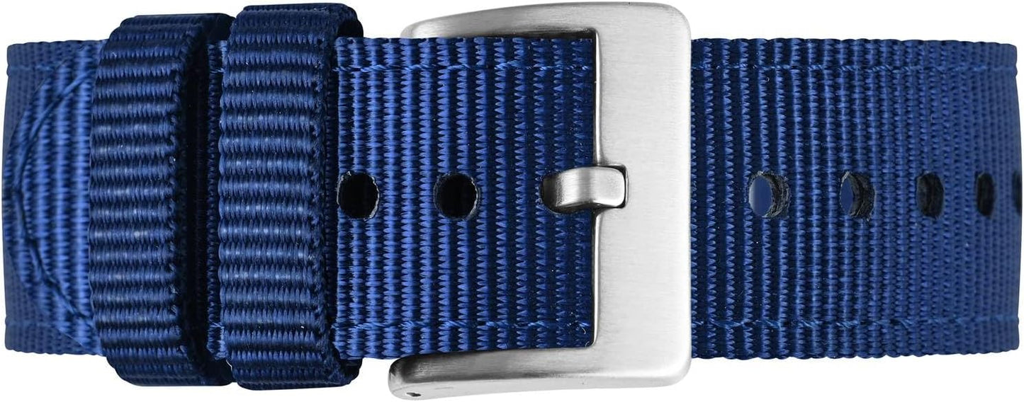BISONSTRAP Men’s Nylon Watch Bands, Two-Piece Military Watch Straps, Quick Release, Brushed Buckle, Band Width 18mm 19mm 20mm 22mm