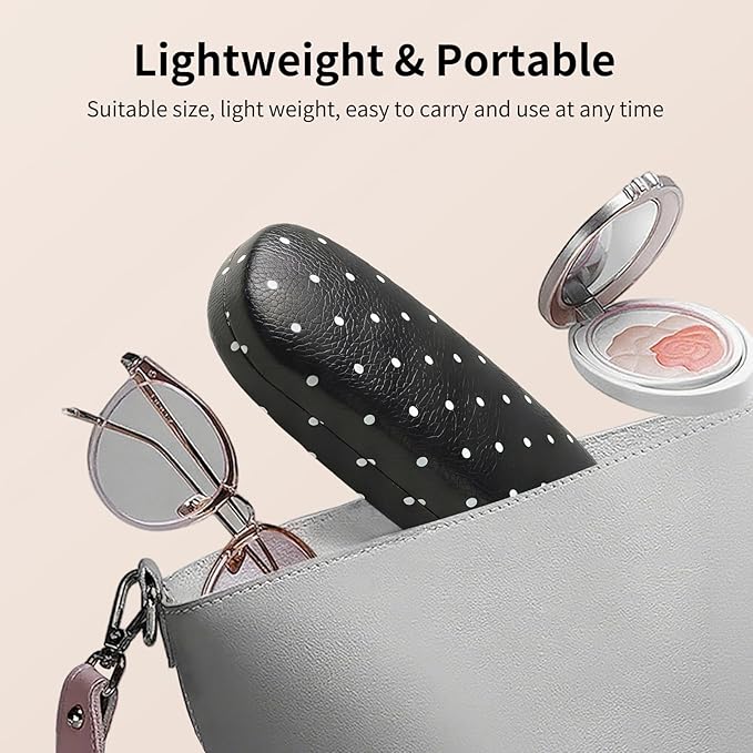 Glasses Case Hard, Cute Sunglasses Case for Women Leather Protective Case for Eyeglass with Cleaning Cloth