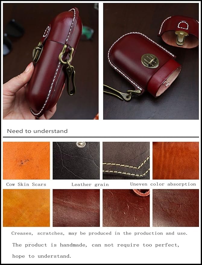 Handmade Leather Eyeglass Case Hard Shell Retro Men And Women Sunglasses Nearsighted Glasses Hooks Protection Box