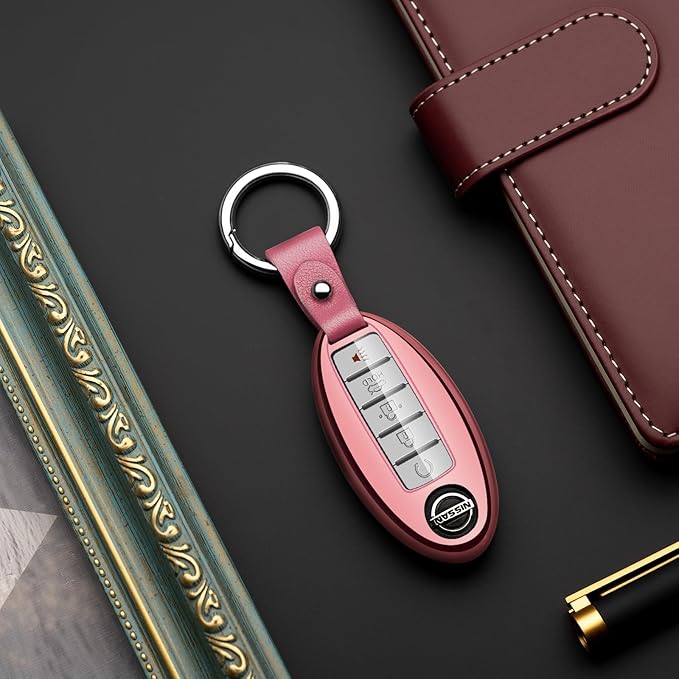 Compatible with Nissan Key Fob Cover for Altima Maxima Rogue Armada Pathfinder Compatible with Infiniti Key Fob Cover Pink TPU Protector Car Key Chain Holder Case Accessories
