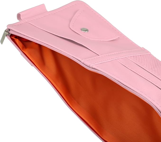 X AUTOHAUX Car Sun Visor Organizer Auto Interior Accessories Car Sunglass Holder Pocket Storage Pouch Organizer with Zipper Pink