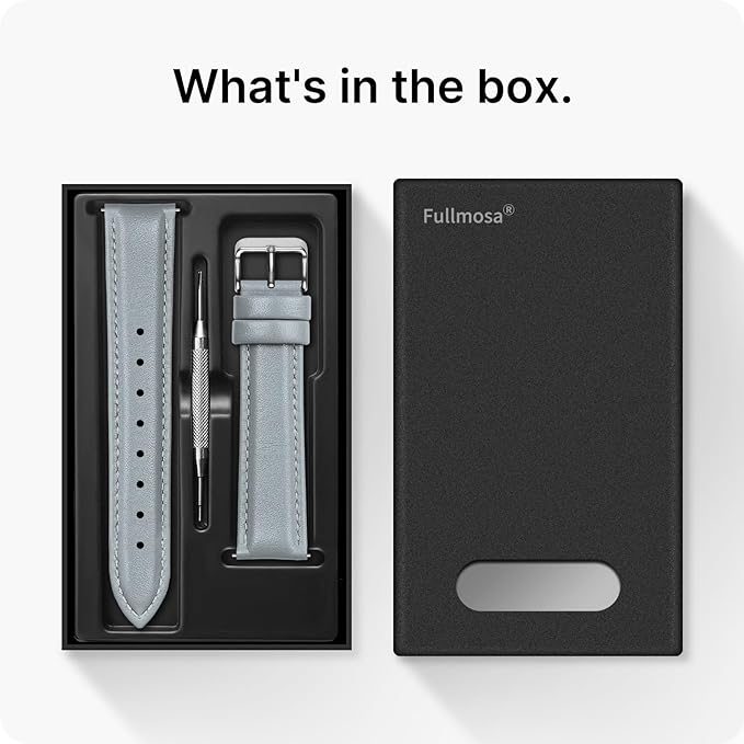 Fullmosa Watch Band, Quick Release Leather Watch Strap for Men Women, Replacement Bands Width 12mm 14mm 16mm 18mm 19mm 20mm 21mm 22mm 24mm