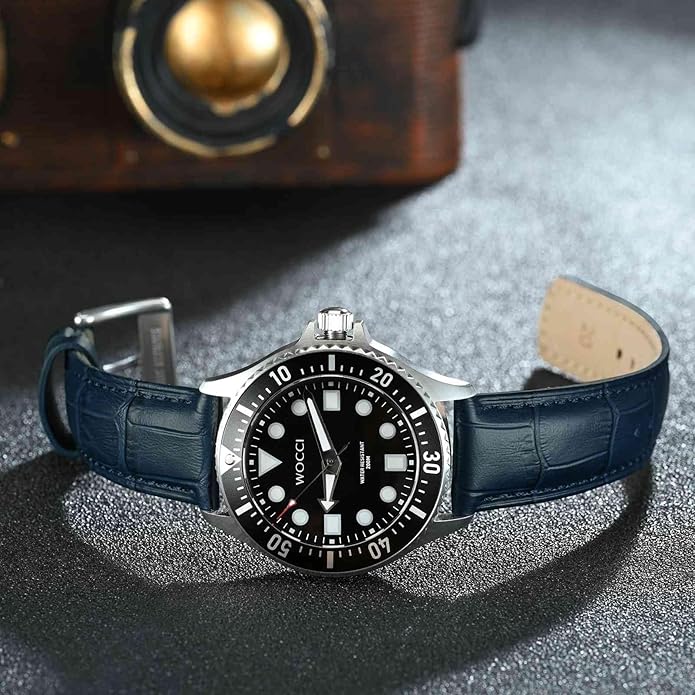 WOCCI Watch Bands, Top Grain Leather, Embossed Alligator Grain, Quick Release, Band Width 18mm 20mm 22mm