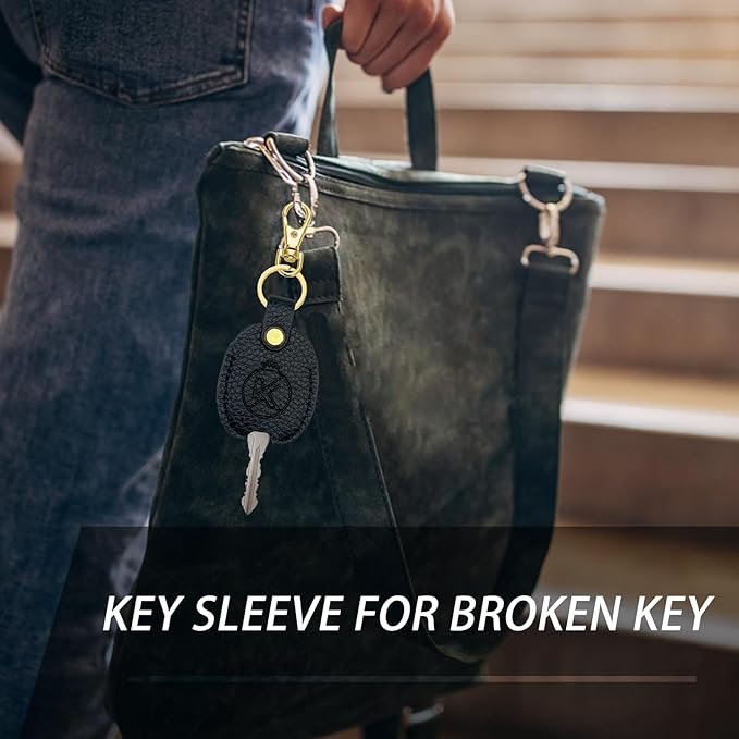 Leather Key Sleeve for Broken Key, Car Key Cover, Key Loop Replacment, Key Fod Protector Keychain for Women/Men