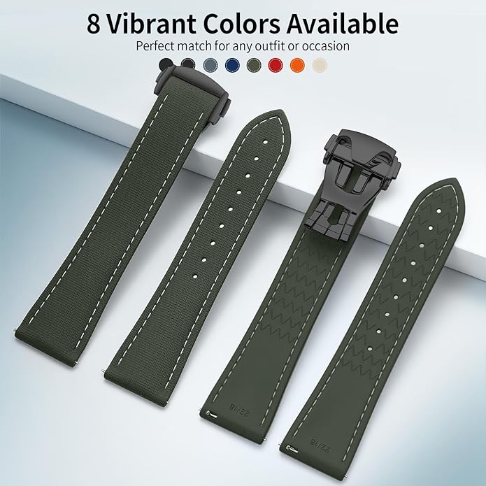 ULLCHRO Watch Strap Watch Band 20mm 22mm Man Waterproof Quick Release Bands Sport Replacement Strap Soft FKM Rubber Watchband