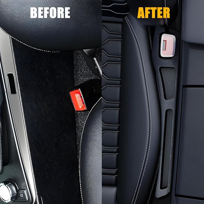 Car Seat Gap Filler, 2PCS Crevice Blocker Stopper Between Vehicle Seat Console, No Drop Automotive Fill Crevice Guard Interior Accessories, Universal for SUV Truck Sedan (Black)