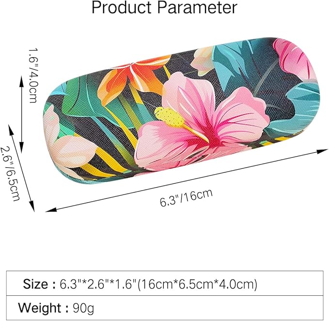 PERFECTSIGHT Hard Shell Eyeglasses Case, PU Leather Protective Glasses Case, Cute Eyeglass Case for Women Men Girls