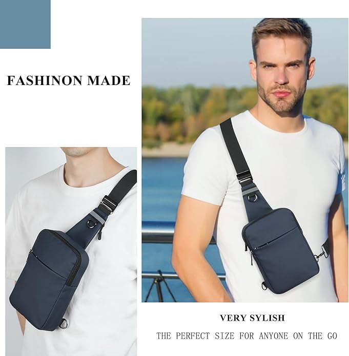 BROADREAM Mini Sling Bag for Men Women Small Crossbody Backpack Shoulder Bags with RFID & Waterproof for Hiking Trave Running