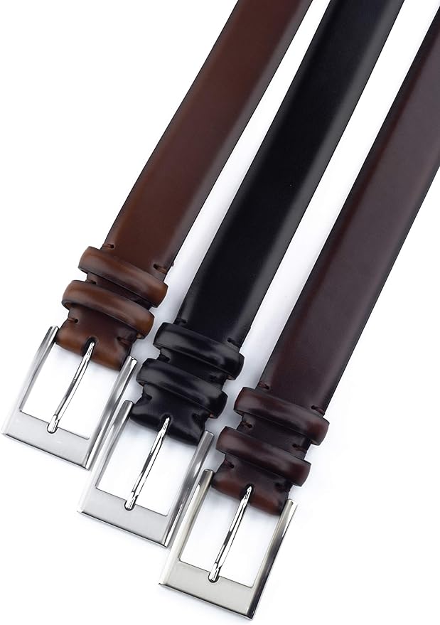 Fabio Valenti Genuine Leather Dress Belts For Men - Mens Belt For Suits, Jeans, Uniform With Single Prong Buckle