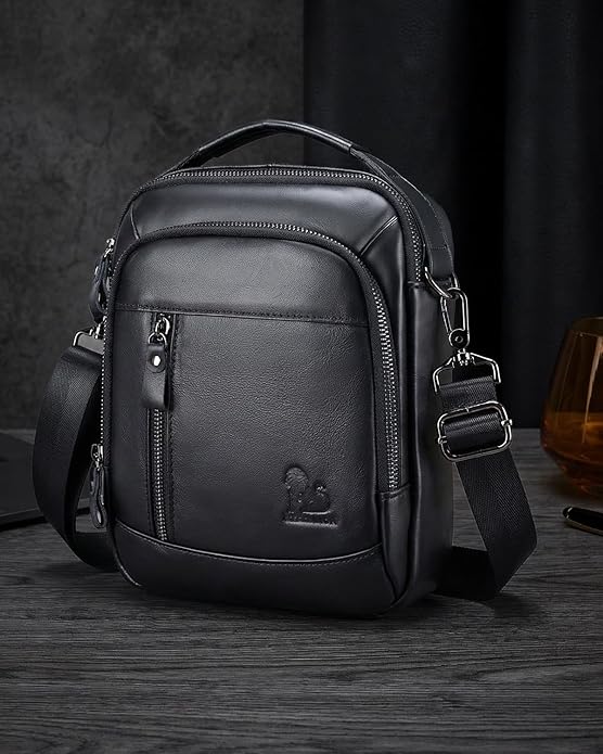 Premium Leather Men's Crossbody -Organized Storage & Durable,Stylish for Daily Carry