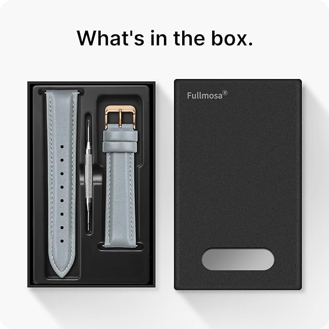 Fullmosa Watch Band, Quick Release Leather Watch Strap for Men Women, Replacement Bands Width 12mm 14mm 16mm 18mm 19mm 20mm 21mm 22mm 24mm