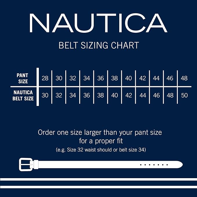 Nautica Men's Dress Leather Belt for Suits and Pants | Classic | Business | Fashion | Adjustable | Metal Buckle