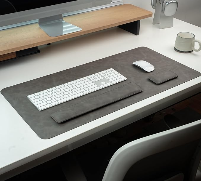 RENMTURE Large Mouse Pad and Keyboard Wrist Rest, Desk Pad for Keyboard and Mouse, Large Gaming Mouse Pad with Wrist Support, Desk Mat for Work and Gaming (Dark Grey)