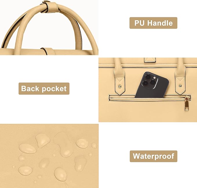 MOSISO Laptop Bag for Women, 13-14 inch PU Leather Laptop Shoulder Bags Convertible Backpack, 13.3 inch Messenger Bags Casual Handbag Work Briefcase Travel Computer Bag with Bowknot, Turmeric