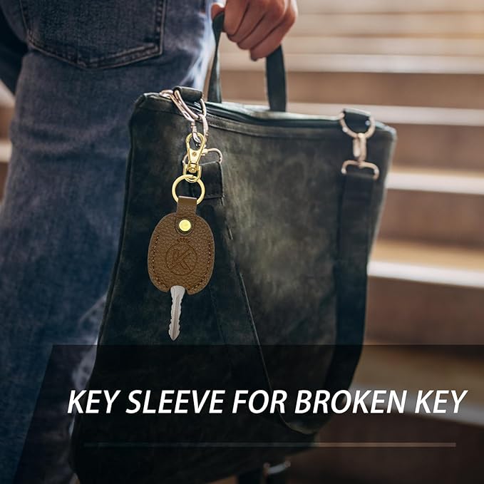 Leather Key Sleeve for Broken Key, Car Key Cover, Key Loop Replacment, Key Fod Protector Keychain for Women/Men