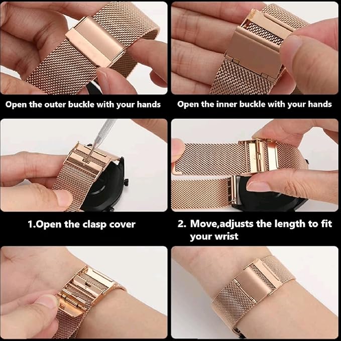 Moran Stainless Steel Mesh Watch Band Quick Release Replacement Strap 18mm 20mm 22mm for Men Women (Rose Gold,18mm)