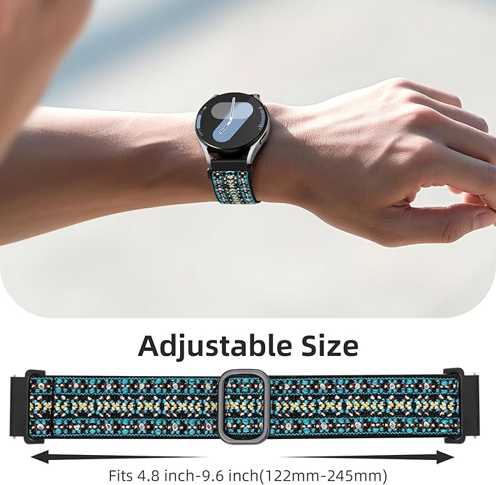 DaQin 3 Pack Nylon Watch Bands Compatible with 16mm 18mm 20mm 22mm Quick Release Watch Band, Adjustable Soft Stretchy Solo Loop Strap Elastic Braided Relacement Wristband for Men Women