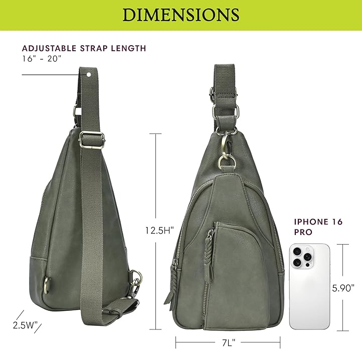 MMS Brands Antik Kraft Tasha Crossbody Sling | Vegan Leather Crossbody Bag for Women with 16-20" Strap | Sling Bags for Women