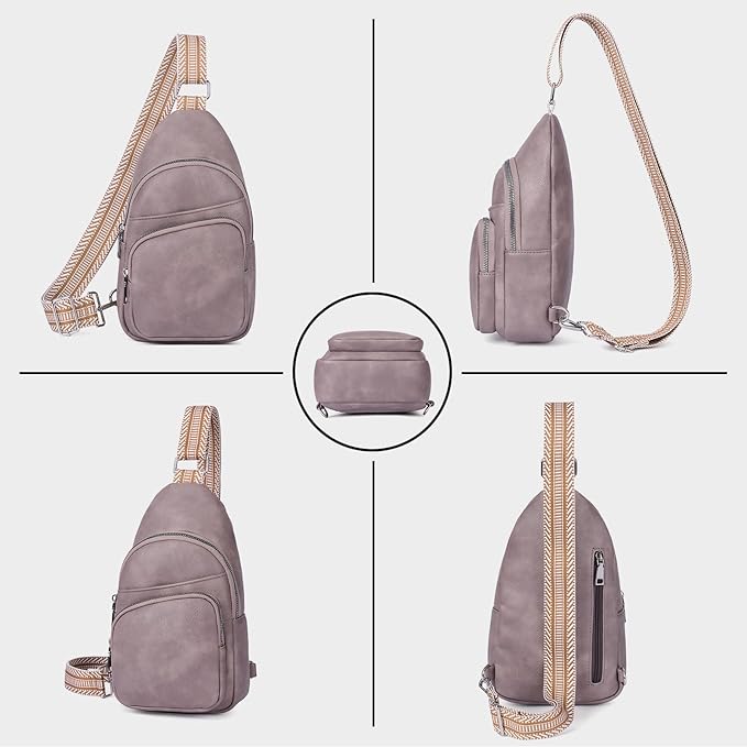 CLUCI Small Sling Bag for Women, Vegan Leather Fanny Pack Crossbody Bags for Women, Chest Bag With Guitar Strap