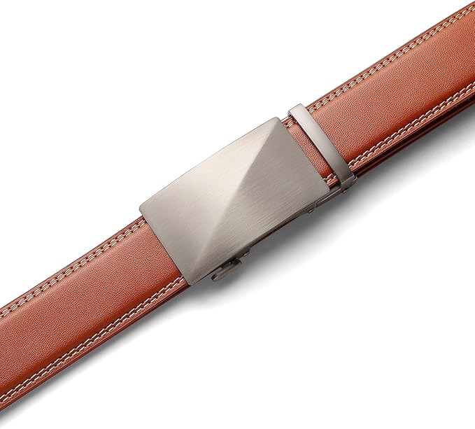 Founders & C Men's Ratchet Belt 1 3/8",Leather Dress Belt Adjustable with Click Sliding Buckle Trim to Exact Fit