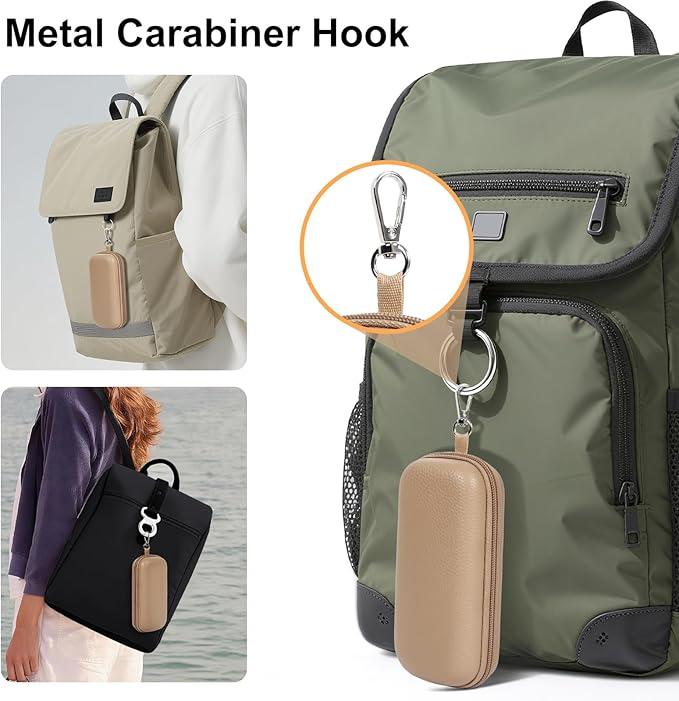 Double Eyeglasses Case Hard Shell Dual Sunglasses Organizer with Zipper Closure Travel Eyewear Storage for Vehicle