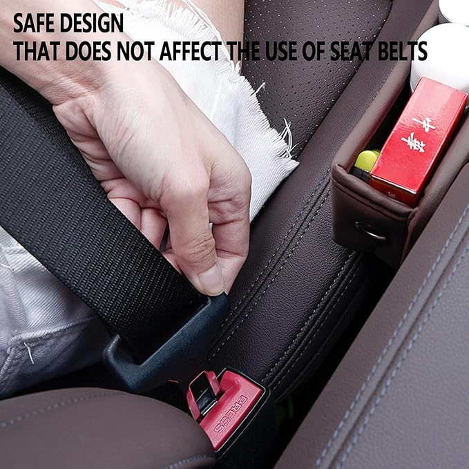 Universal Fit Premium Leather Car Seat Gap Filler Organizer, Center Console Organizer for Car SUV Truck (Beige,1 Pack)