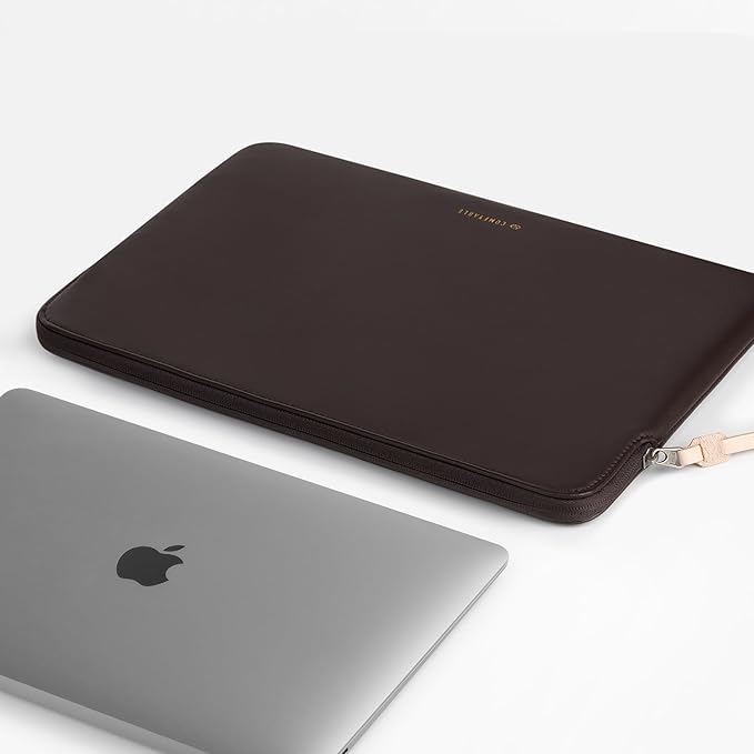 Comfyable Slim Protective Laptop Sleeve Compatible with 13/14 Inch MacBook Air & MacBook Pro M5/M4/M3/M2 Pro/Max 2026, Mac Travel Case, Laptop Pouch, Slim PU Leather Cover, Chocolate