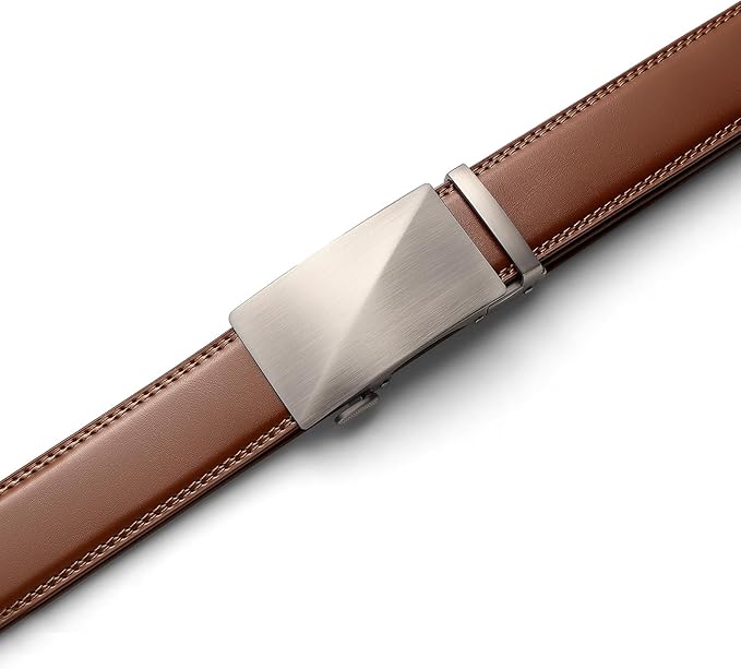 Founders & C Men's Ratchet Belt 1 3/8",Leather Dress Belt Adjustable with Click Sliding Buckle Trim to Exact Fit