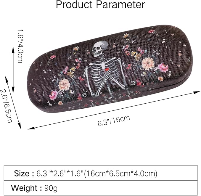 PERFECTSIGHT Hard Shell Eyeglasses Case, PU Leather Protective Glasses Case, Cute Eyeglass Case for Women Men Girls